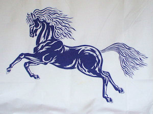 Wild Stallion - silk screened on a pillowcase that was washable